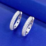 Hip Hop 925 Silver Diamond Gemstone Hoop Earrings
