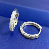 Hip Hop 925 Silver Diamond Gemstone Hoop Earrings