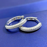 Hip Hop 925 Silver Diamond Gemstone Hoop Earrings