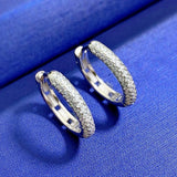 Hip Hop 925 Silver Diamond Gemstone Hoop Earrings