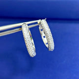Hip Hop 925 Silver Diamond Gemstone Hoop Earrings
