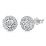 Hip Hop Rock Sterling Silver Diamond Ear Studs