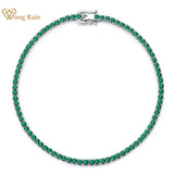 Hip Hop Rock Solid 925 Sterling Silver Sapphire Tennis Chain Bracelet Bangle