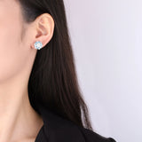 925 Silver Flowers Ruby Aquamarine Sapphire Stud Earrings