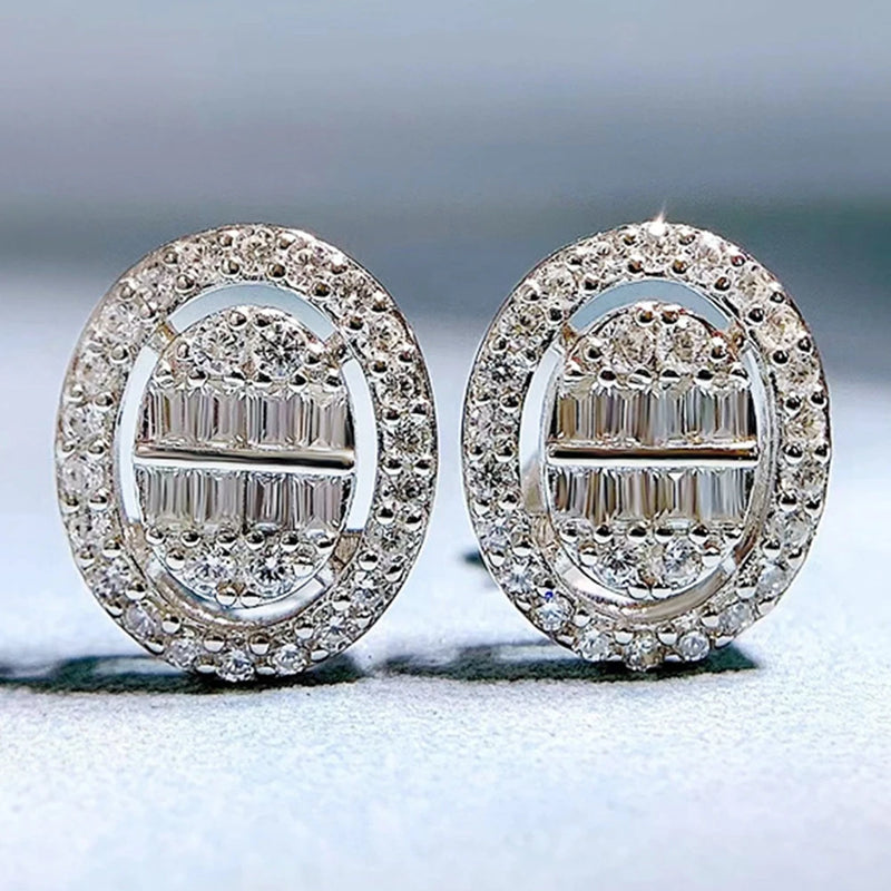 925 Sterling Silver Diamond Stud Earrings for Women