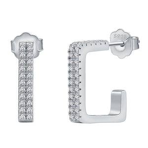 925 Silver Diamond Stud Earrings 18K Plated Women Fine Jewelry