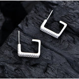 925 Silver Diamond Stud Earrings 18K Plated Women Fine Jewelry