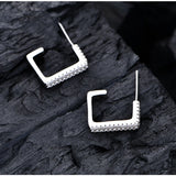 925 Silver Diamond Stud Earrings 18K Plated Women Fine Jewelry