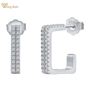 925 Silver Diamond Stud Earrings 18K Plated Women Fine Jewelry
