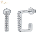 925 Silver Diamond Stud Earrings 18K Plated Women Fine Jewelry