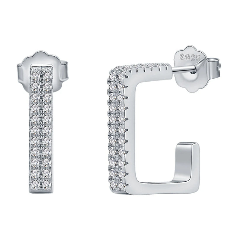 925 Silver Diamond Stud Earrings 18K Plated Women Fine Jewelry