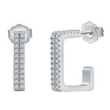 925 Silver Diamond Stud Earrings 18K Plated Women Fine Jewelry