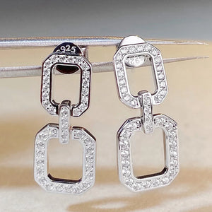 925 Silver Couple Dangle Earrings High Carbon Diamonds