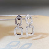 925 Silver Couple Dangle Earrings High Carbon Diamonds