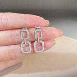 925 Silver Couple Dangle Earrings High Carbon Diamonds