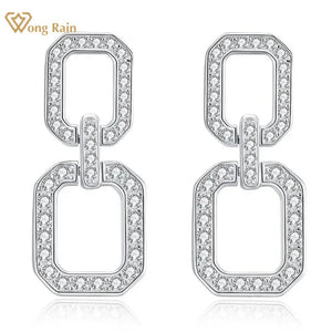 925 Silver Couple Dangle Earrings High Carbon Diamonds