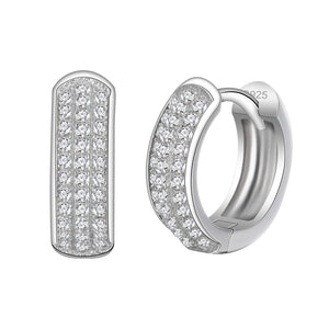 Sterling Silver Diamond Gemstone Hoop Earrings