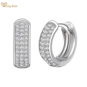 Sterling Silver Diamond Gemstone Hoop Earrings