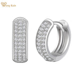 Sterling Silver Diamond Gemstone Hoop Earrings