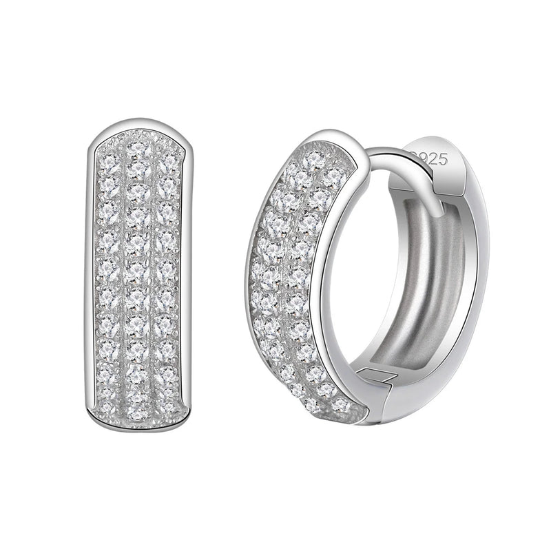 Sterling Silver Diamond Gemstone Hoop Earrings
