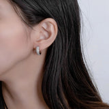 Sterling Silver Diamond Gemstone Hoop Earrings