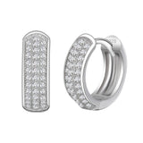 Sterling Silver Diamond Gemstone Hoop Earrings