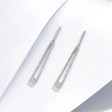925 Silver Diamonds Gemstone Dangle Earrings
