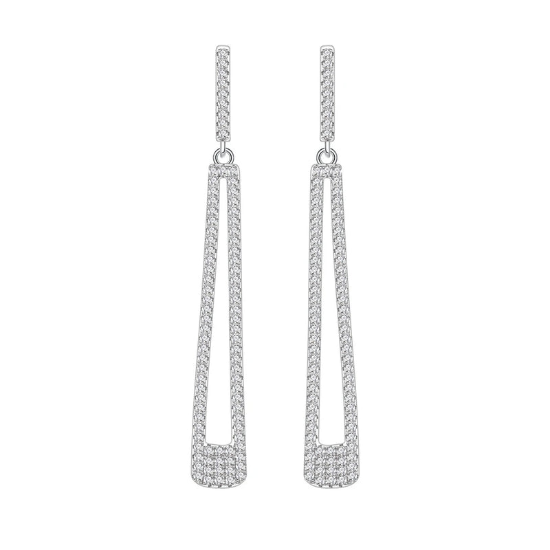 925 Silver Diamonds Gemstone Dangle Earrings