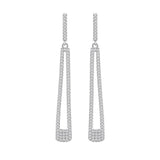 925 Silver Diamonds Gemstone Dangle Earrings
