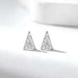 925 Silver Diamond Gemstone Triangle Ear Stud Earrings