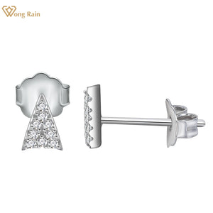 925 Silver Diamond Gemstone Triangle Ear Stud Earrings
