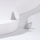 925 Silver Diamond Gemstone Triangle Ear Stud Earrings