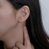 925 Silver Diamond Gemstone Triangle Ear Stud Earrings
