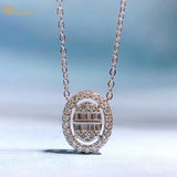 925 Silver Oval High Carbon Diamonds Gemstone Women Pendant Necklace
