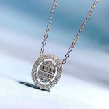 925 Silver Oval High Carbon Diamonds Gemstone Women Pendant Necklace