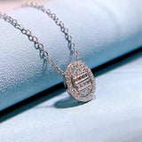 925 Silver Oval High Carbon Diamonds Gemstone Women Pendant Necklace