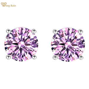925 Silver 6MM Diamond Stud Earrings 18K Plated Fine Jewelry