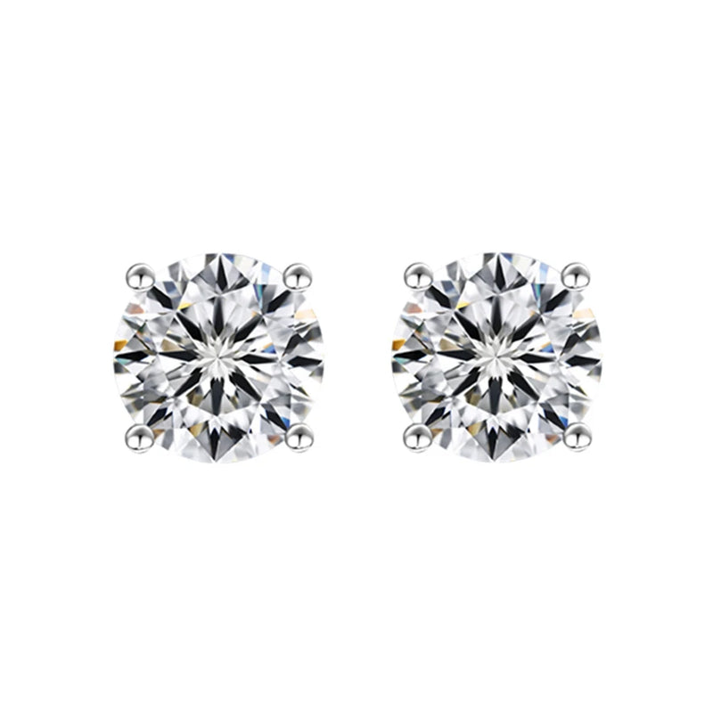 925 Silver 6MM Diamond Stud Earrings 18K Plated Fine Jewelry