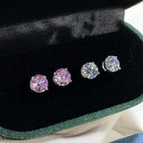 925 Silver 6MM Diamond Stud Earrings 18K Plated Fine Jewelry