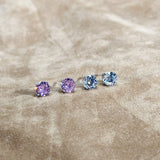 925 Silver 6MM Diamond Stud Earrings 18K Plated Fine Jewelry