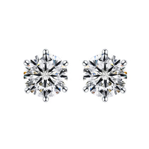925 Silver 6MM Citrine Sapphire Stud Earrings Women