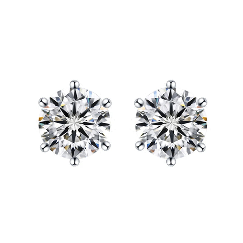 925 Silver 6MM Citrine Sapphire Stud Earrings Women