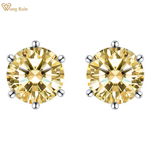 925 Silver 6MM Citrine Sapphire Stud Earrings Women