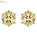 925 Silver 6MM Citrine Sapphire Stud Earrings Women