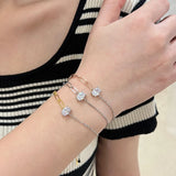 925 Silver Diamond Gemstone Bangle Bracelet 18K Plated