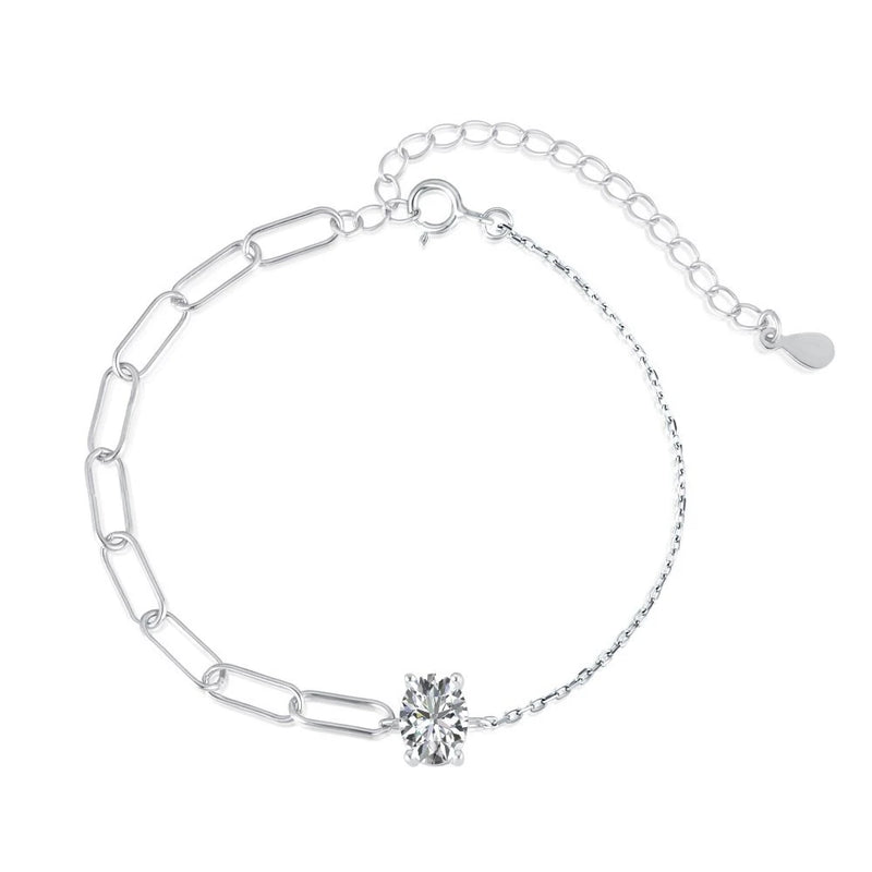 925 Silver Diamond Gemstone Bangle Bracelet 18K Plated