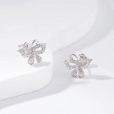 925 Silver Butterfly Diamond Gemstone Ear Studs