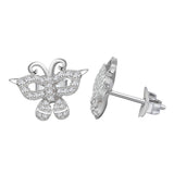 925 Silver Butterfly Diamond Gemstone Ear Studs
