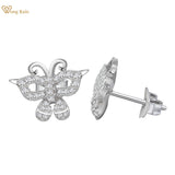 925 Silver Butterfly Diamond Gemstone Ear Studs