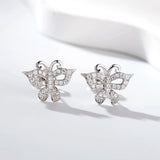 925 Silver Butterfly Diamond Gemstone Ear Studs